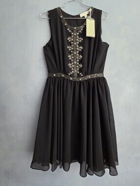 NWT, ERIN, ERIN FETHERSTON BEADED, RINESTONE MINI DRESS, SIZE US 6